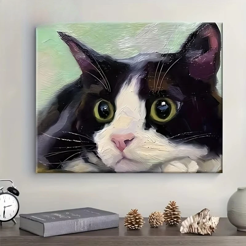 1 Stück DIY Malen nach Zahlen Set für Erwachsene, Kunstgeschenk - Inklusive Acrylfarben, Leinwand, Pinsel & Anleitungshandbuch |   Schwarz Weiß