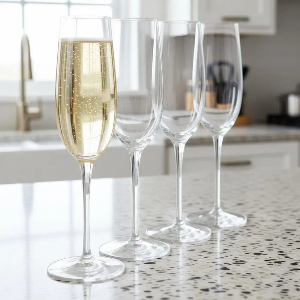 

Champagne Lute Glasses Set of 4 - 8.25 Oz Stemware for Celebrations, Toasts & Dining Decor