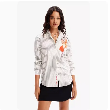 Foreign Trade Original Order Spanish Fashion New Product Printed Embroidered Spring/Summer Long sleeved Women\'s Shirt