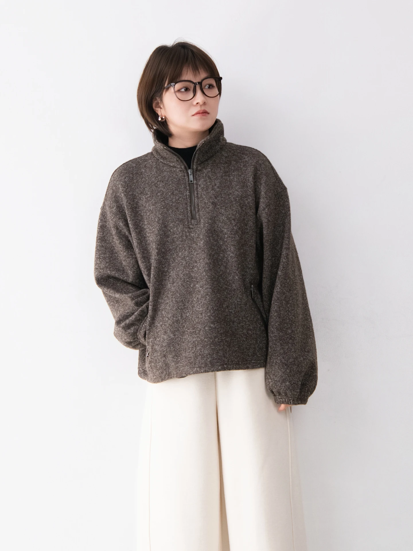 

Утепленная флисовая толстовка для женщин из смесовой шерсти с длинными рукавами, воротником-стойкой, эластичными манжетами и открытым передом, теплый повседневный топ