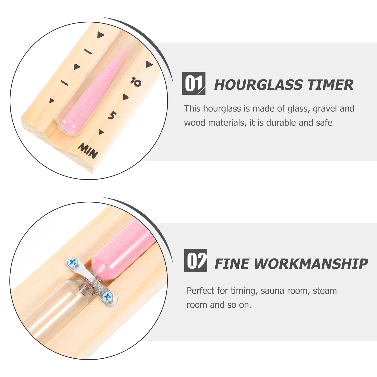 

1Pcs Dry Steam Room Hourglass Timer 15-Minute Duration Fine Workmanship Wooden Sand Timer for Sauna Room Indoor Timing Device