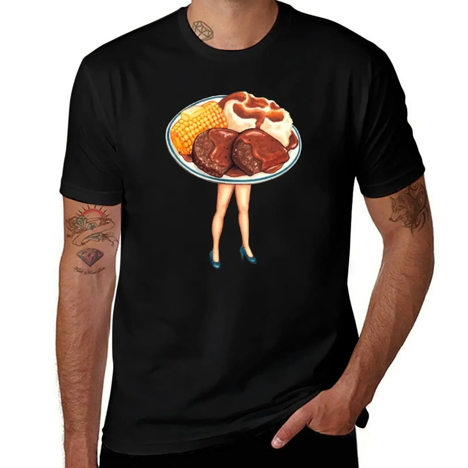 

Meatloaf Dinner Pin-Up T-Shirt heavyweights blacks Clothing oversized t shirt t shirt men 100℅ cotton