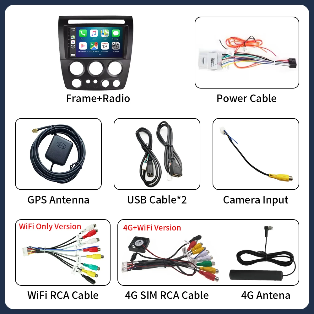 Android 16 For Hummer H3 1 2005 - 2010 Car Radio Multimedia Video Player Navigation stereo GPS Wireless Carplay 5G WIFI BT DVD