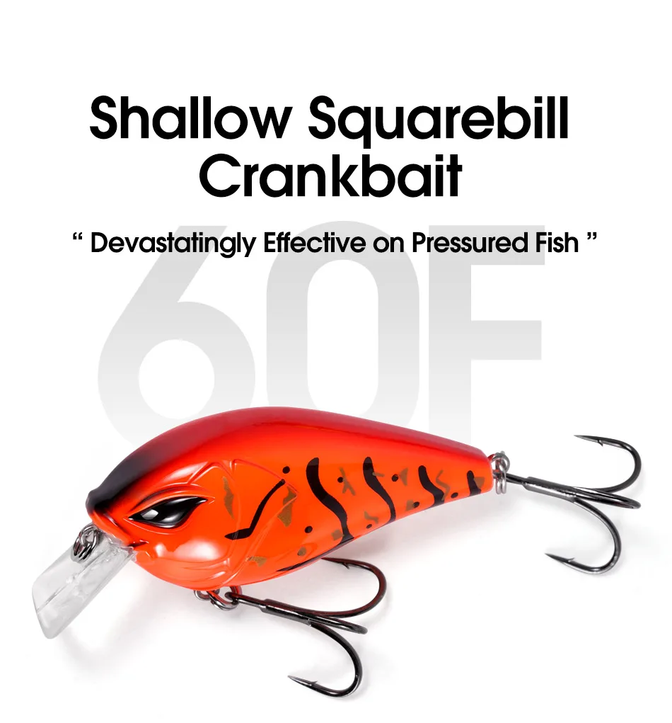 NOEBY 60 mm 12 g flacher Squarebill-Kurbelköder, Minnow-Angelköder, schwimmender Wobbler, künstlicher harter Köder für Barsch-Angelköder – Detail 1