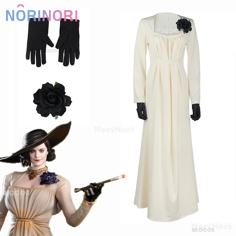 Alcina dimitrescu cosplay traje vestido residente aldeia estilo horror vestido branco feminino halloween mal cosplay assustador outfit