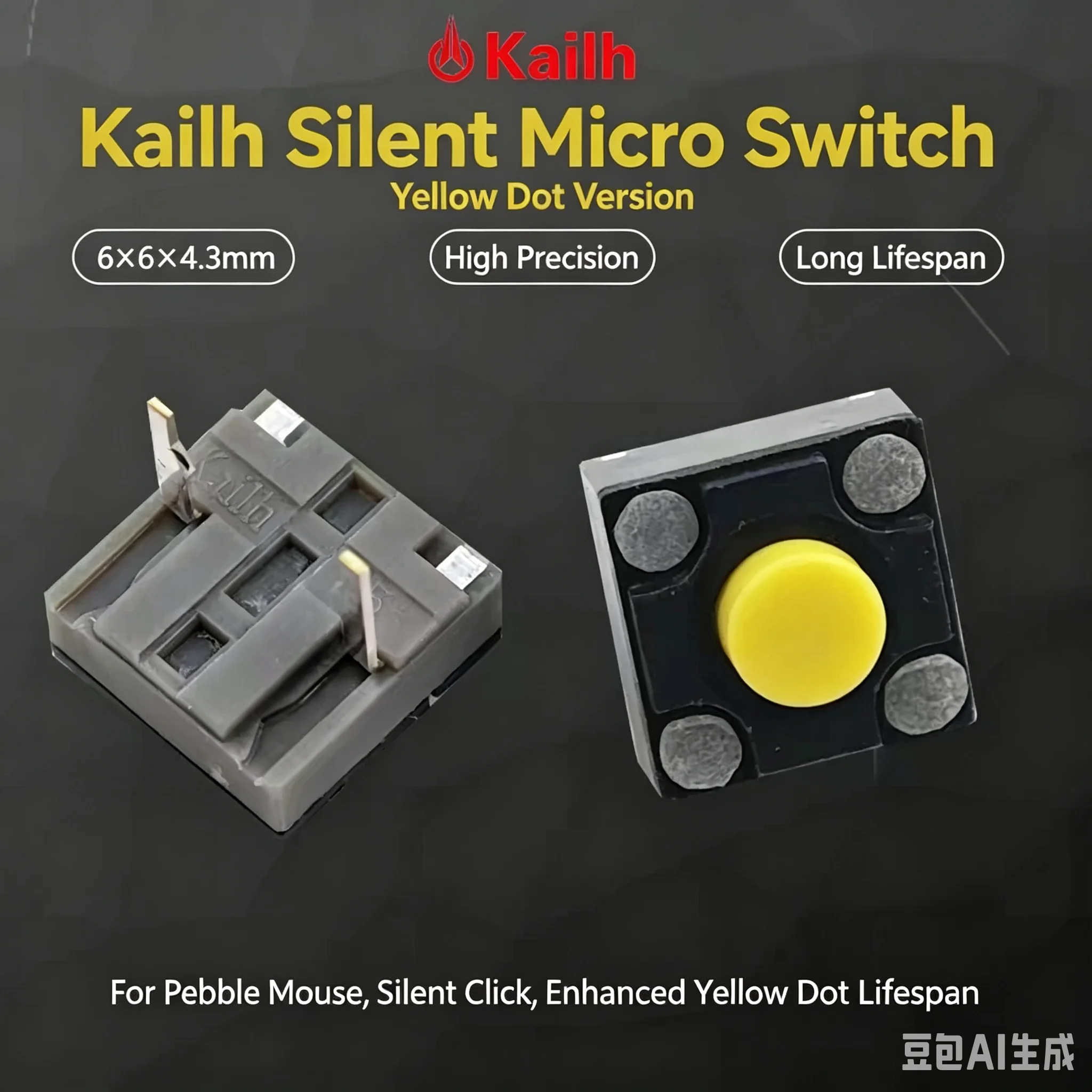 10pcs Kailh Silent Micro Switch for Logitech Pebble Line Friends Mouse, Replacement Button