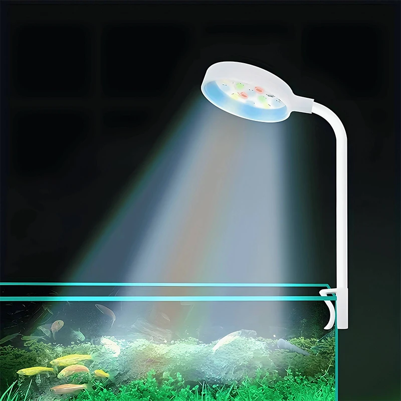 Aquarium Light With Adapter LED Clip On Fish Tank Light, Small Full Spectrum USB Light 360° Rotation Lighting