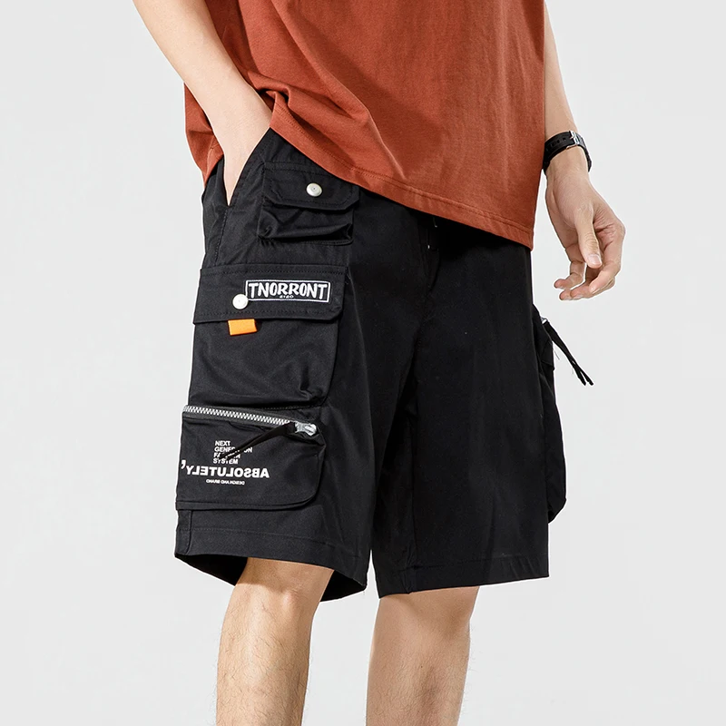 Men Hip Hop Streetwear Casual Shorts 2024 Summer Male Cargo Shorts Color Block Fashion Joggers Shorts Elastic Shorts Homme