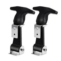 2pcs UEETEK Stainless Steel Rubber Hood Catch Flexible T-Handle Hasp Rubber Flexible Draw Latches with Brackets for Tool Box