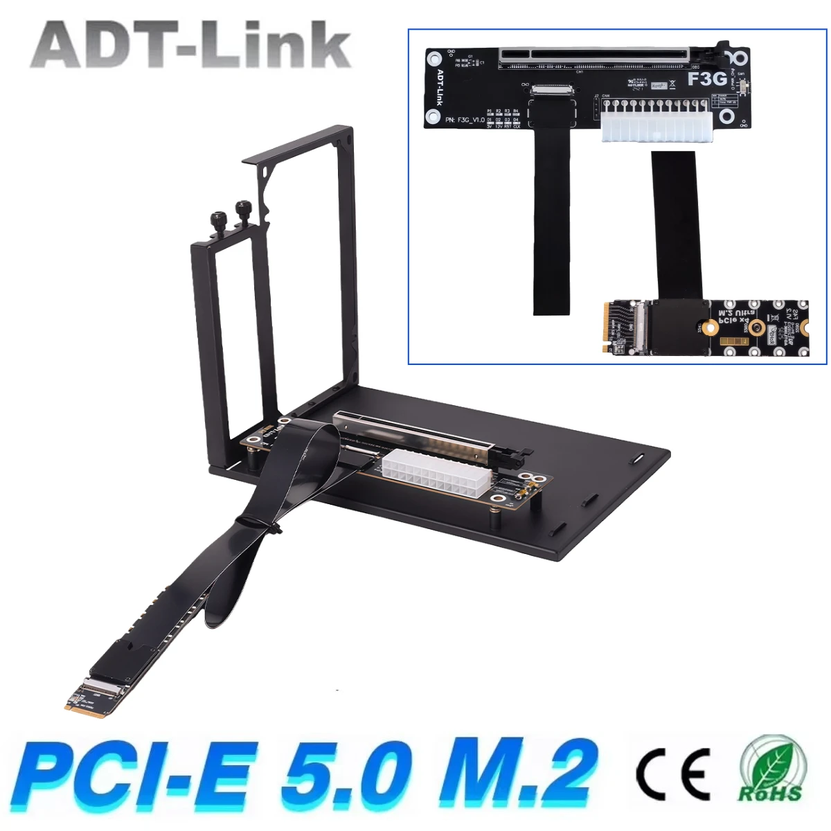 ADT-Link EGPU PCIe 5.0 X4 Gen5 128G/bps Graphics Card Laptop External Expansion M.2 NVMe Docking Station FFC Full Speed GPU Dock
