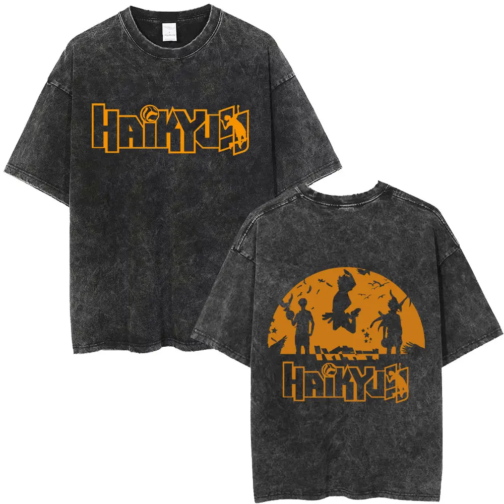 

Washed Vintage Anime Haikyuu Merch T-shirt Men Women Cartoon Manga Oversized T Shirt Men's Summer Casual Short Sleeve T-shirts
