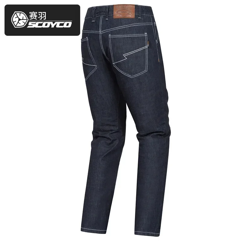 Saiyu Motorcycle Jeans Cargo Pants Men Retro Wear-resistant Anti-drop Locomotive Riding Knight Racing Pants Summer