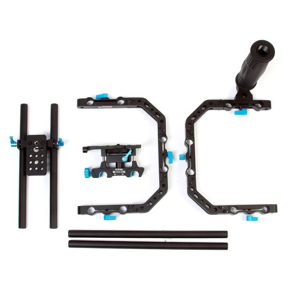 مجموعة أدوات قياسية من سلسلة Fotga DP صندوق غير لامع + مقبض علوي مع دعامة C + لوحة دعم قضيب السكك الحديدية 15 مم لنيكون كانون سوني BMCC