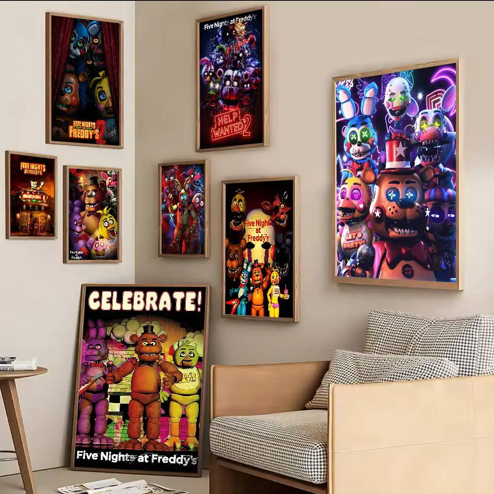 F-FNAF Five-nights-At-Freddys Classic Vintage Posters Vintage Room Home Bar Cafe Decor Nordic Home Decor