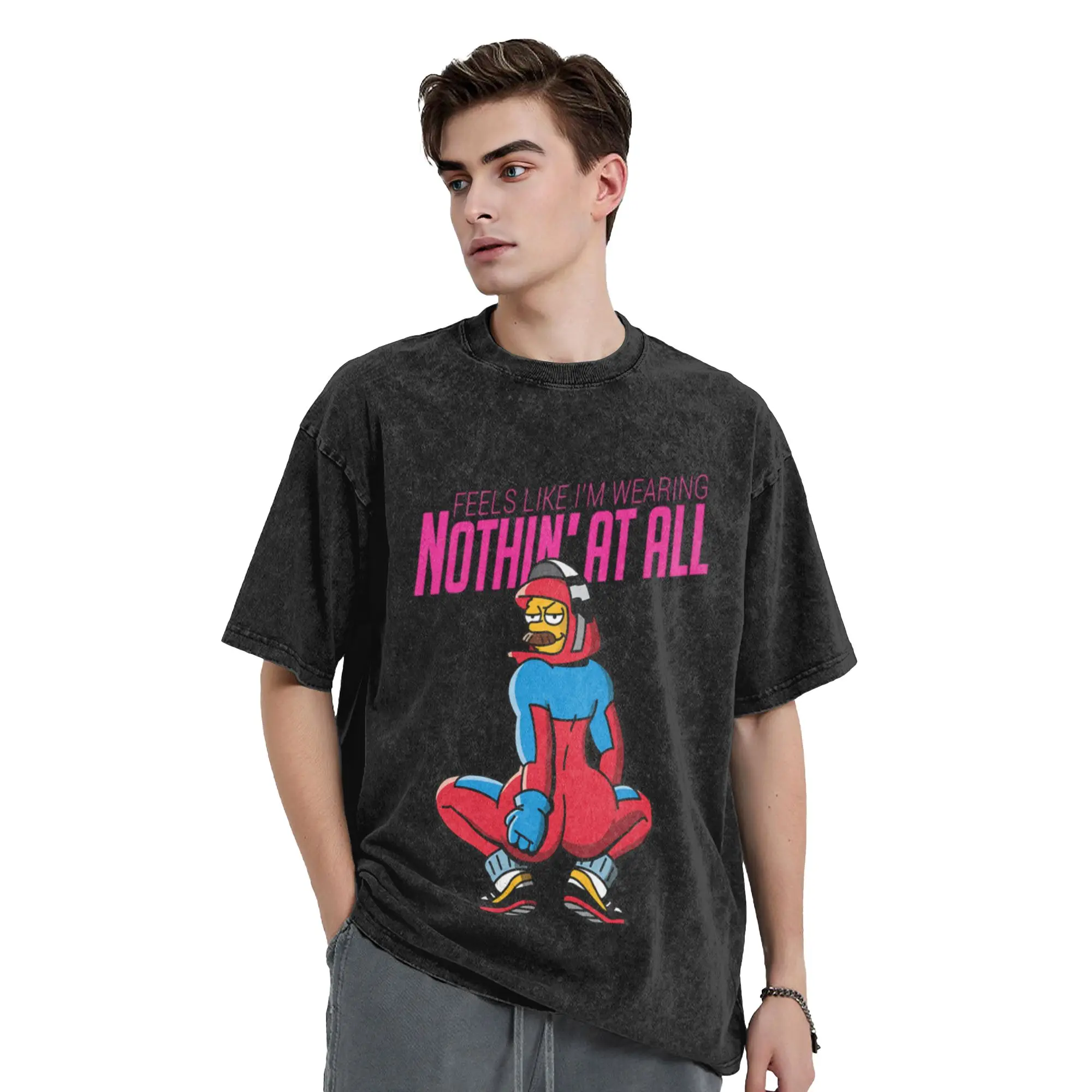 Nothing At All  Classic Trendy A Washed T Shirt Men's Women's Oversized Cotton Tees Tops