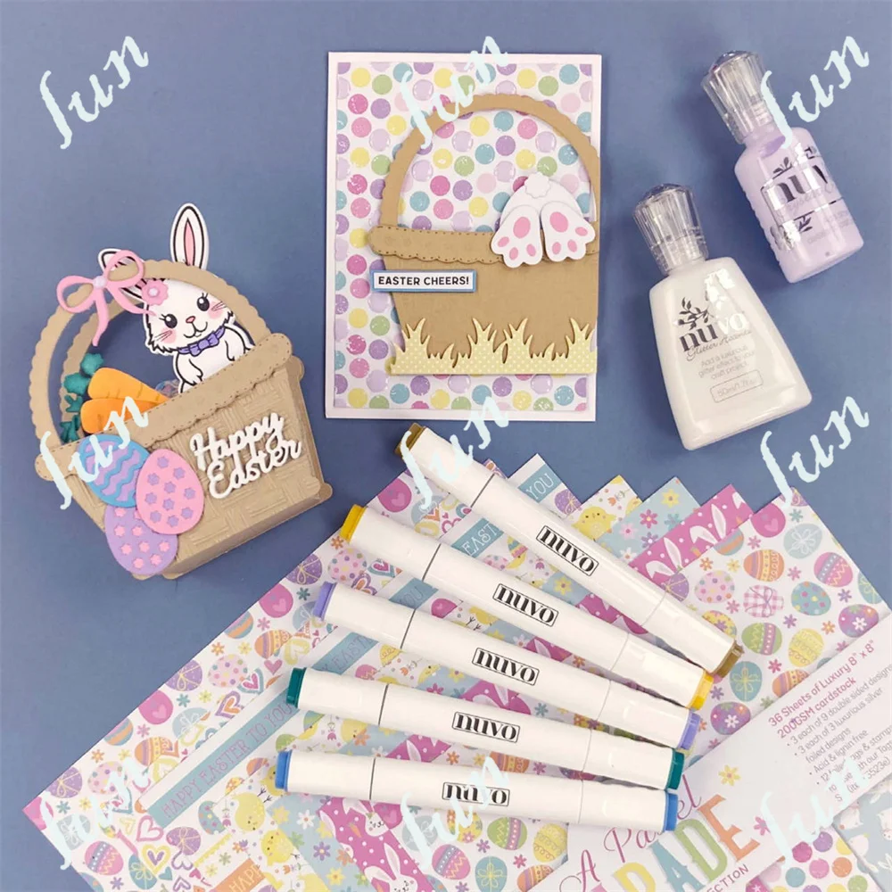 Baskets & Bunnies Easter Metal Cutting Dies Box Stencils for DIY Scrapbooking Photo Album Decoration Embossing Paper Cards