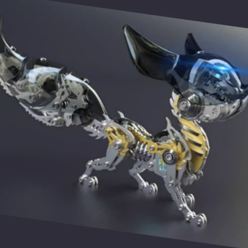 3D Metal Linglong Fox Mozi Model Kits Mechanical Steampunk Puzzle Black Fox Assemble Toy for Children Adults (339PCS)