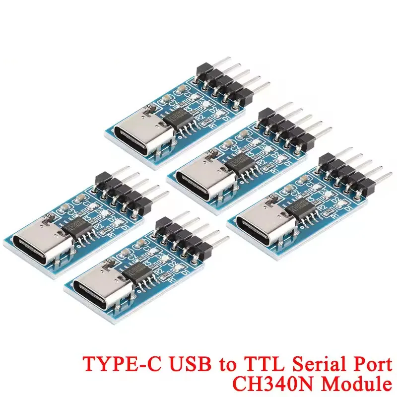 5Pcs/1pc TYPE-C USB to TTL Serial Port CH340N Module CH340 DC 5V 3.3V Upgrade MCU Download Brush Line DuPont Cable HW-234