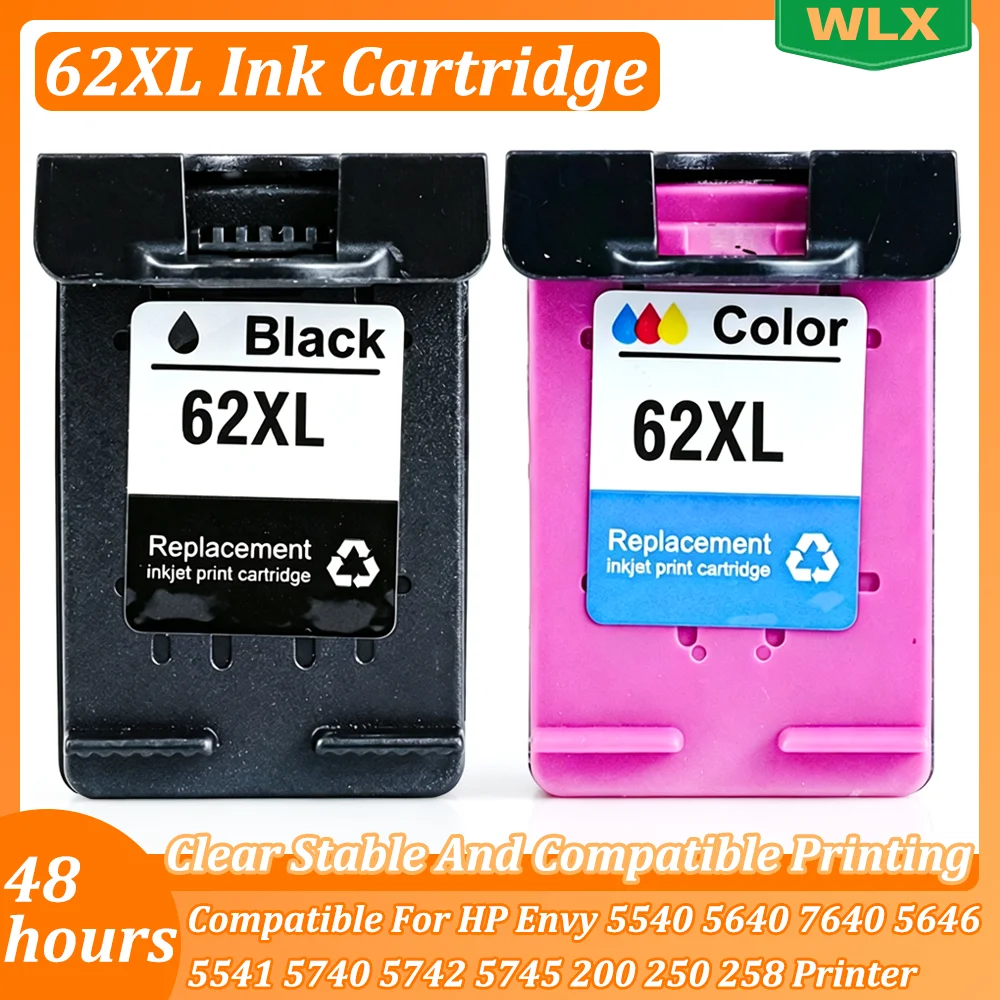 2PCS/1-2SET 62 62XL Ink Cartridge Compatible For HP 62XL HP Envy 5540 5640 7640 5646 5541 5740 5742 5745 200 250 258 Printer