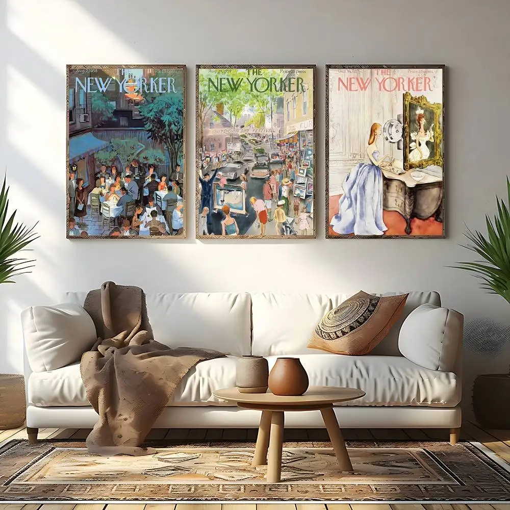 The-New-Yorker Magazine Posters Living Room Bar Cafe Quality Canvas Vintage Style Comics Painting Art Home Wall Decor Picture