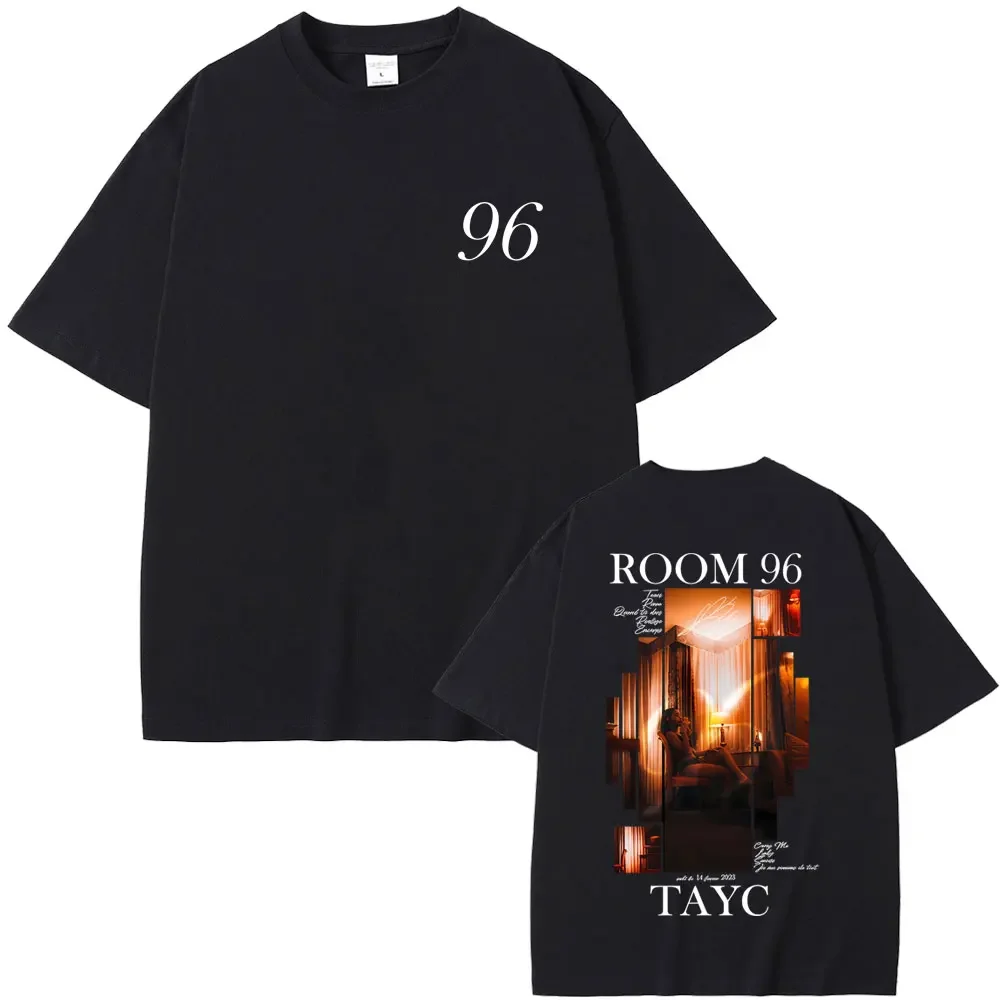 

Male rapper Tayc ROOM 96 album pattern print 100% pure cotton short-sleeved T-shirt Hip-hop fashion pop music Harajuku top