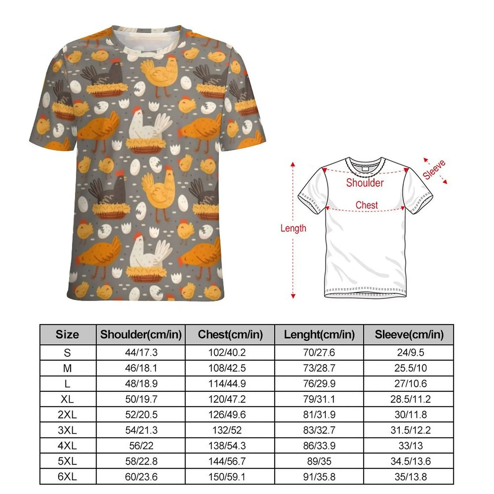 Funny Chicken Print T-Shirt Man Hen On Nest Egg Design O Neck T-Shirts Summer Vintage Clothes Short Sleeves Oversize Tee Shirt