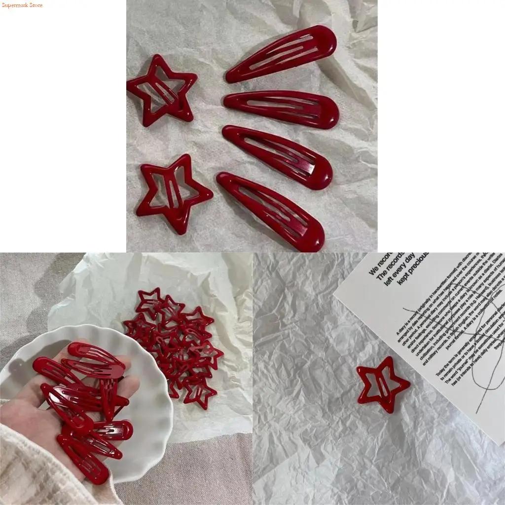 Q5WE 10 Pack Metal Hair Clip Small Red Hair Barrettes Hair Pins Hair Accessories