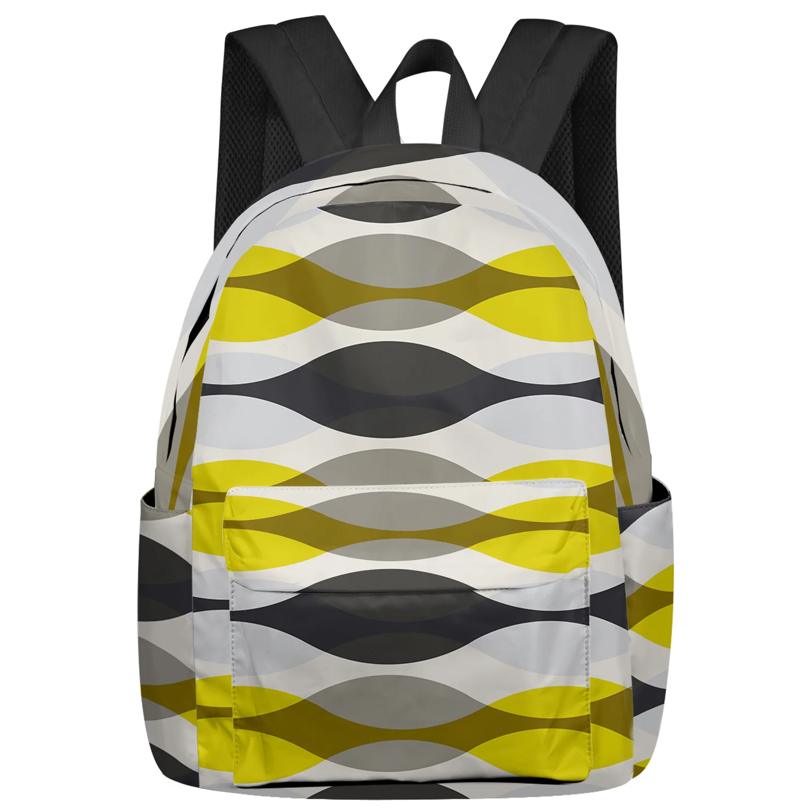 Water Drop Shape Geometric Texture Ripple Yellow Backpacks Custom School Bags Laptop Backpack Men Women Female Travel Mochila