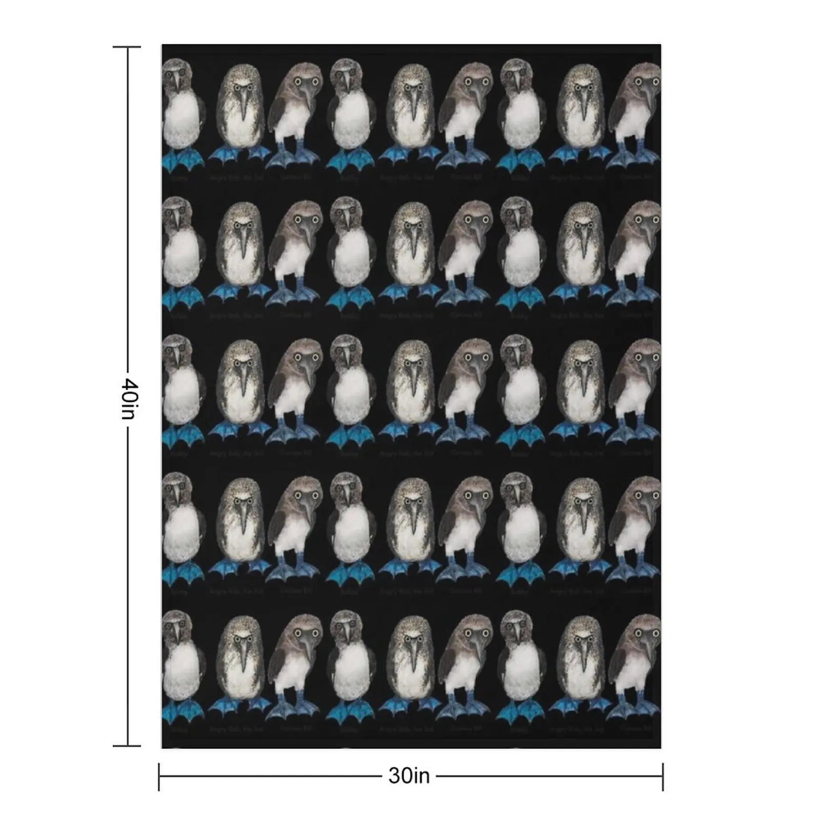 Bobby, Angry Bob the 3rd and Curious Bill the trio of Blue Footed Boobies on Blue Throw Blanket manga Furrys Blankets