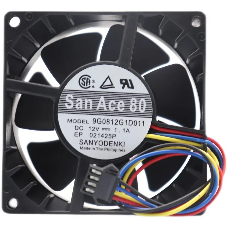 Sanyo Denki 9G0812G1D011 DC 12V 1.1A 80x80x38mm 4-Wire Server Cooling Fan