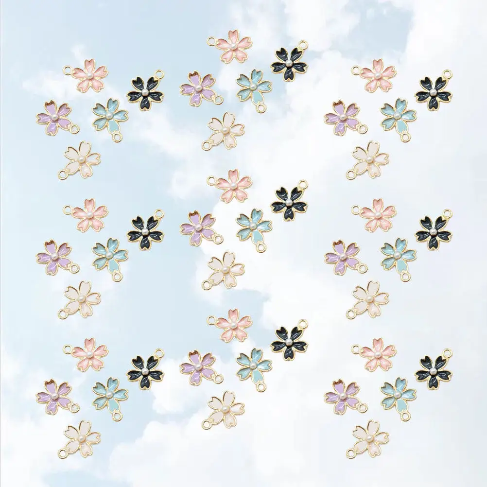 

50Pcs Cherry Blossom Pendant Charms Metal DIY Jewelry Making Necklace Bracelet Accessories Craft Gift Set DIY Pendant Charms