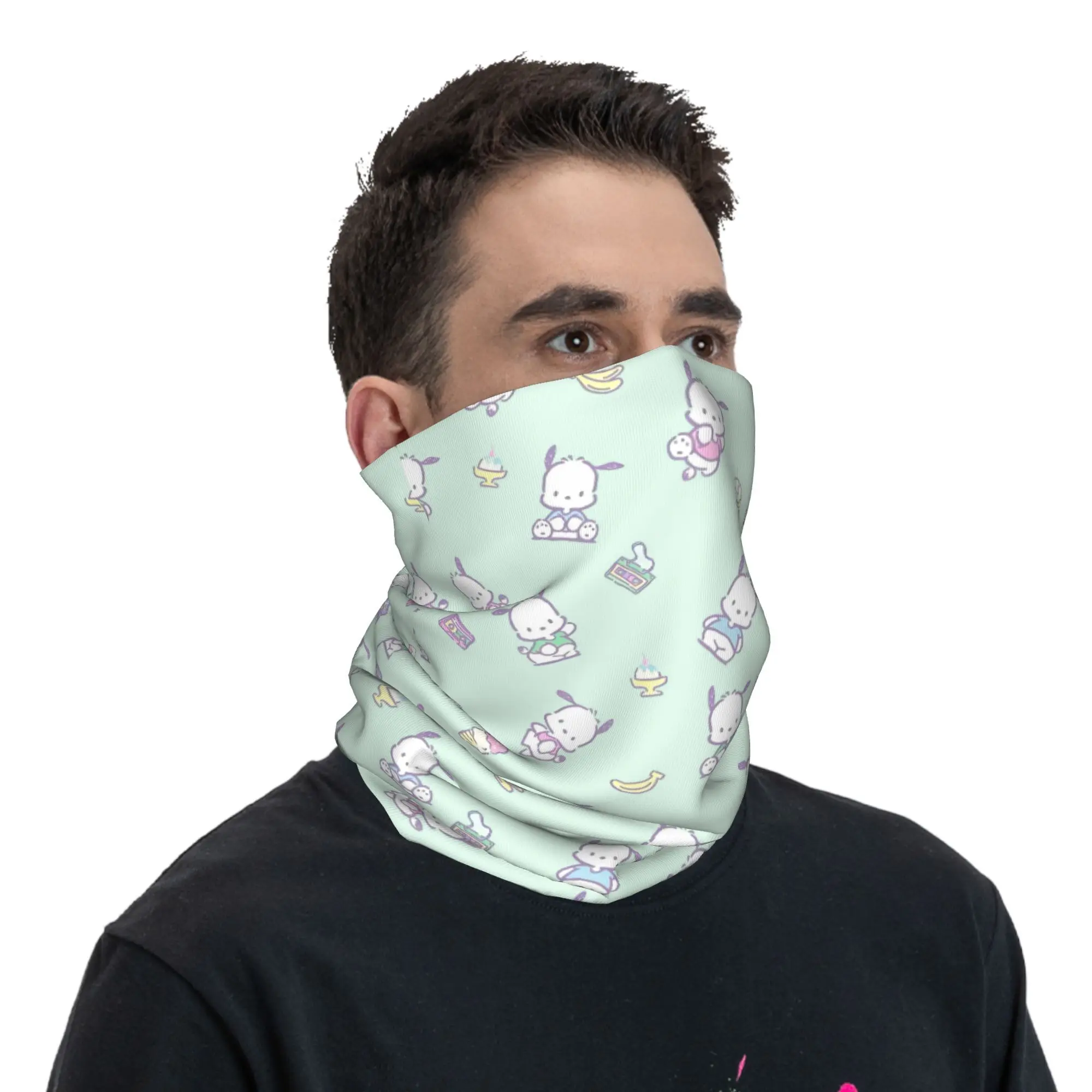Custom Pochacco Cartoon Winter Headband Neck Warmer Men Women Ski Cycling Tube Scarf Kawaii Anime Pattern Face Bandana Gaiter