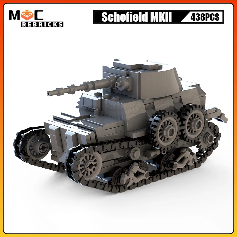 WW2 Military Light Armored Vehicle Schofield MKII Tractor Tank MOC Building Blocks Chariot  Technology Bricks Model Gifts Sets