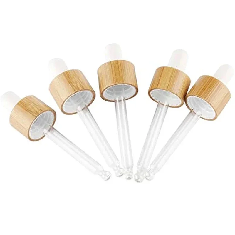 Couvercle compte-gouttes en verre avec coque en bois de bambou naturel bionickel able, bouchons pour récipient cosmétique de voyage, 30ml, 50ml, 100ml, 120ml, 50x18mm