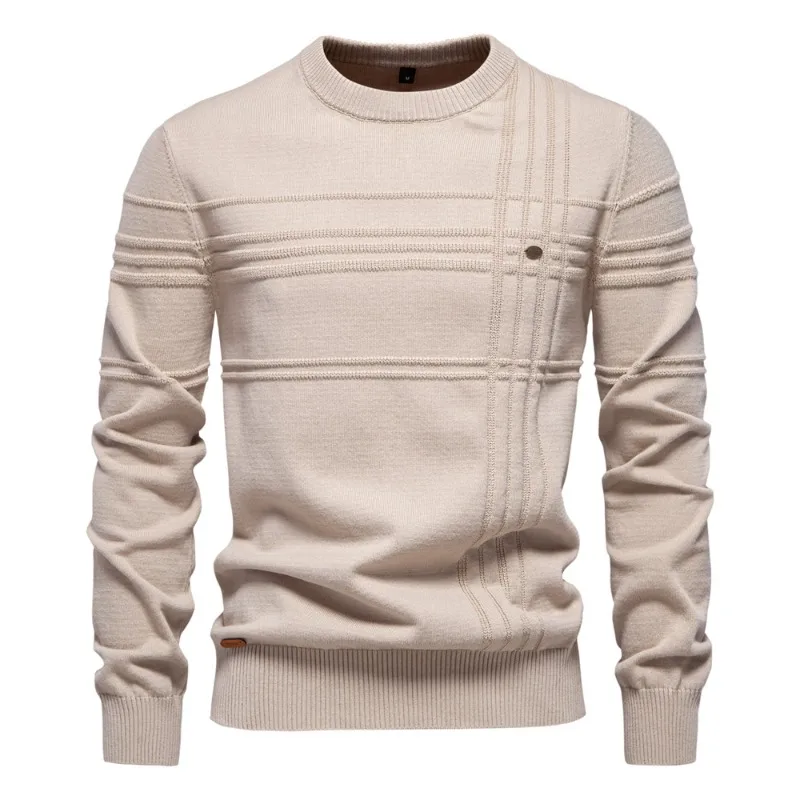 New Autumn Winter Men O-neck Pullovers Knit Sweaters High Quality Male Striped Slim Fit Casual Pullovers Outwear Casual Sweaters