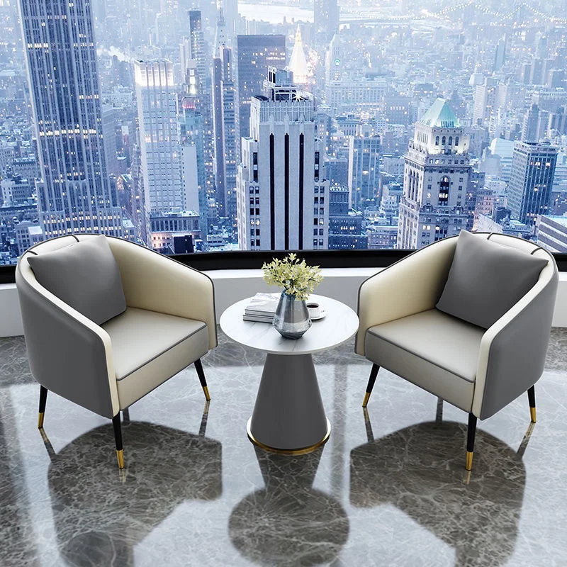 custom.[Easy Installation] Light Luxury Sales Office Simple Negotiation Table and Chair Set Reception Coffee Table Hotel Beauty