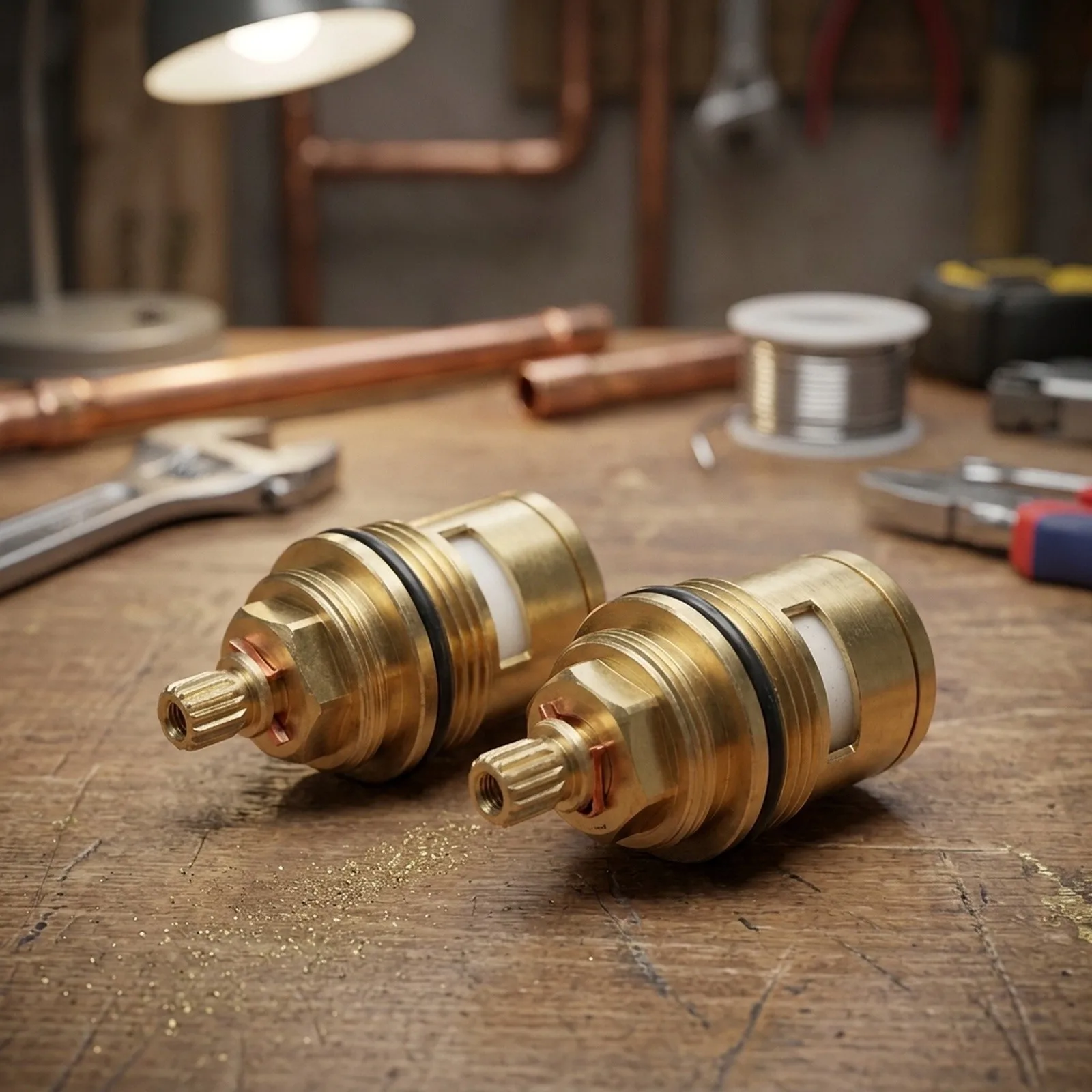 2Pcs 3/4 Inch Brass Disc Cartridge for Hot Cold Water Valves with Precision Machined Body and 50mm Core Height
