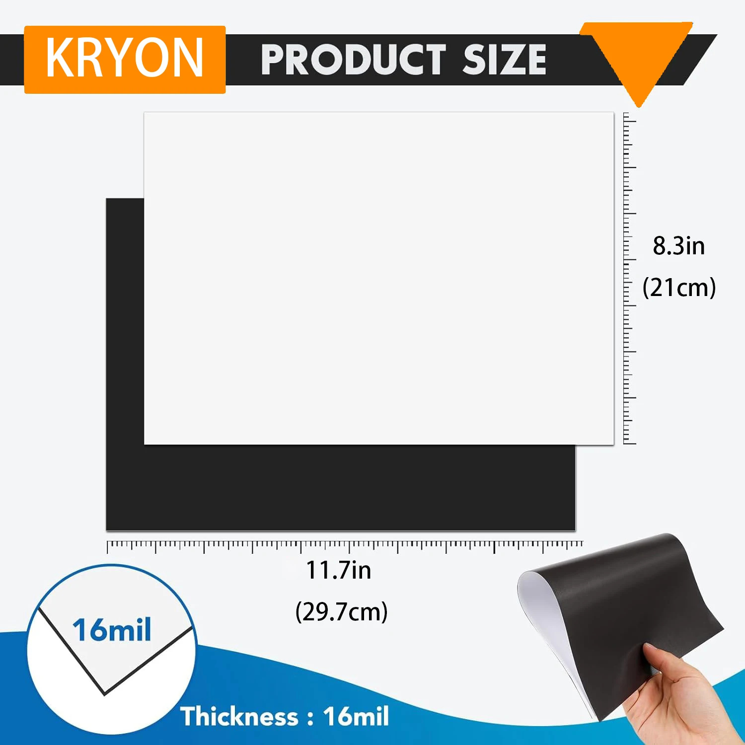 صفائح مغناطيسية قابلة للطباعة من KRYON مقاس 8.3 × 11.7 بوصة للطابعات النافثة للحبر، 5 قطع، لامعة، سميكة 16 ميلًا، غير لاصقة، مغناطيس صور DIY