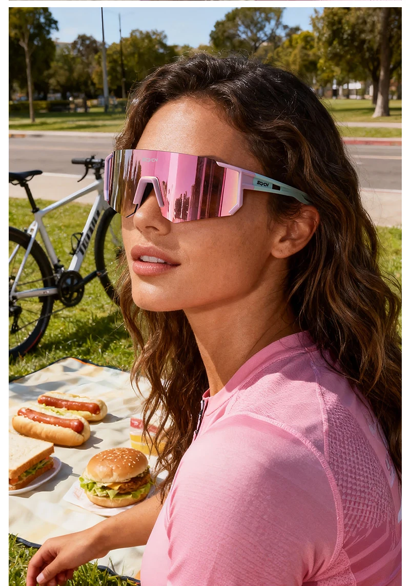 SCVCN Süße Rosa Fahrradbrille, Fahrrad-Fotozubehör, Golf-Okulare, Camping-Sonnenbrille, UV400 Outdoor-Sportausrüstung – Detail 13