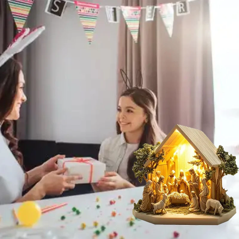 2025 سطح المكتب ديكور الأسرة تمثال يسوع شجرة الحياة الوليد الاكريليك لوحة مسطحة سطح المكتب الديكور الحلي للديكور المنزل