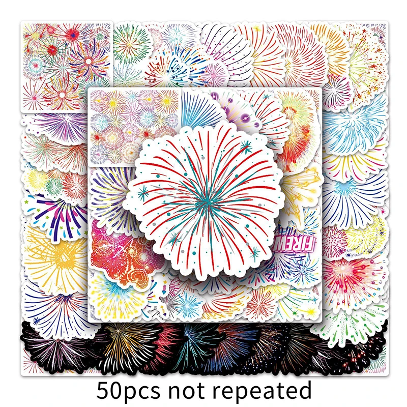 10/50Pcs Romantic Fireworks Decorative Stickers Pack Scrapbooking Material Label Diary Phone Journal Planner Sticker Decal