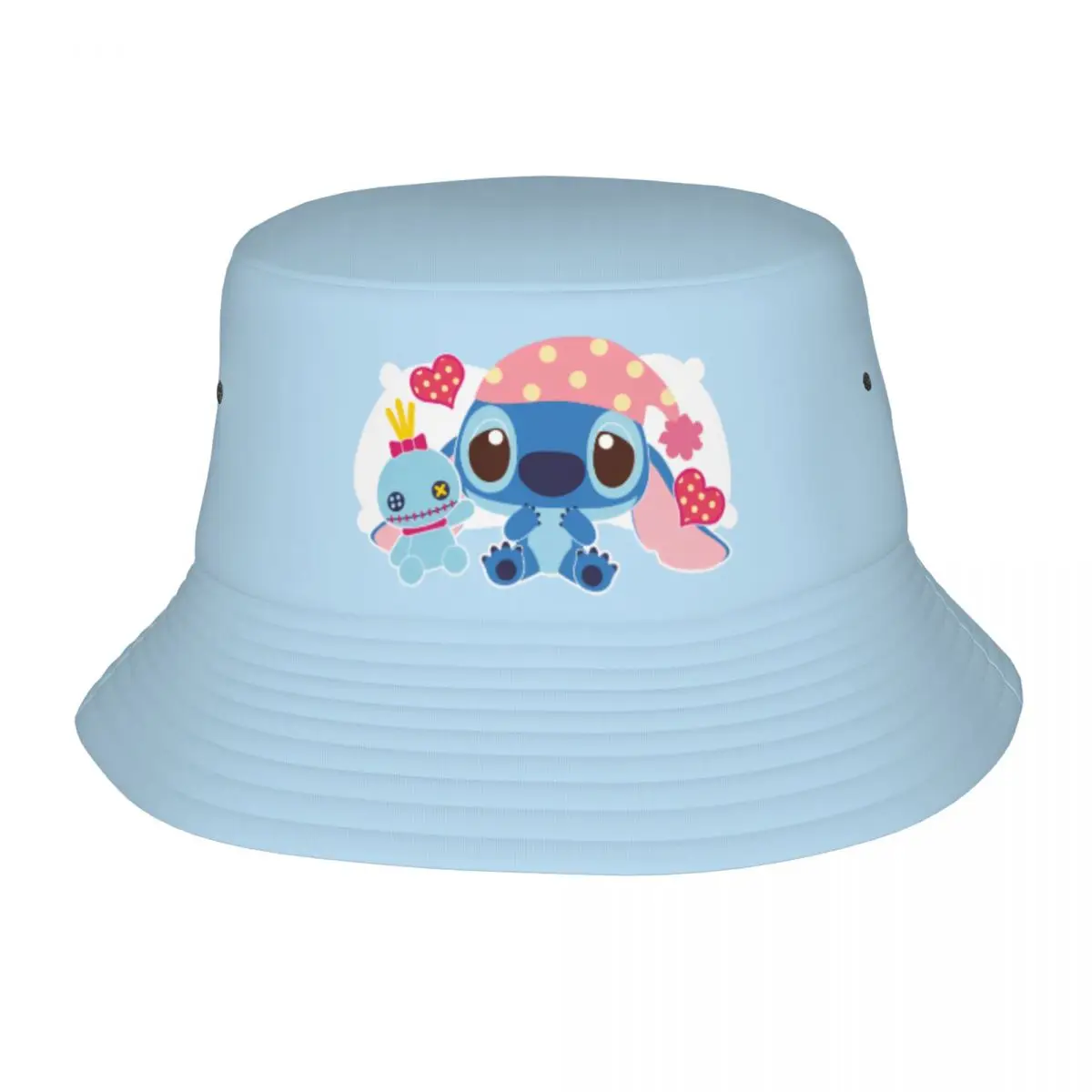 

Stitch Sleeping Time Bucket Hat Summer Headwear Accessories Scrump Cute Fishing Hat for Outdoor Men Women Session Hat Packable