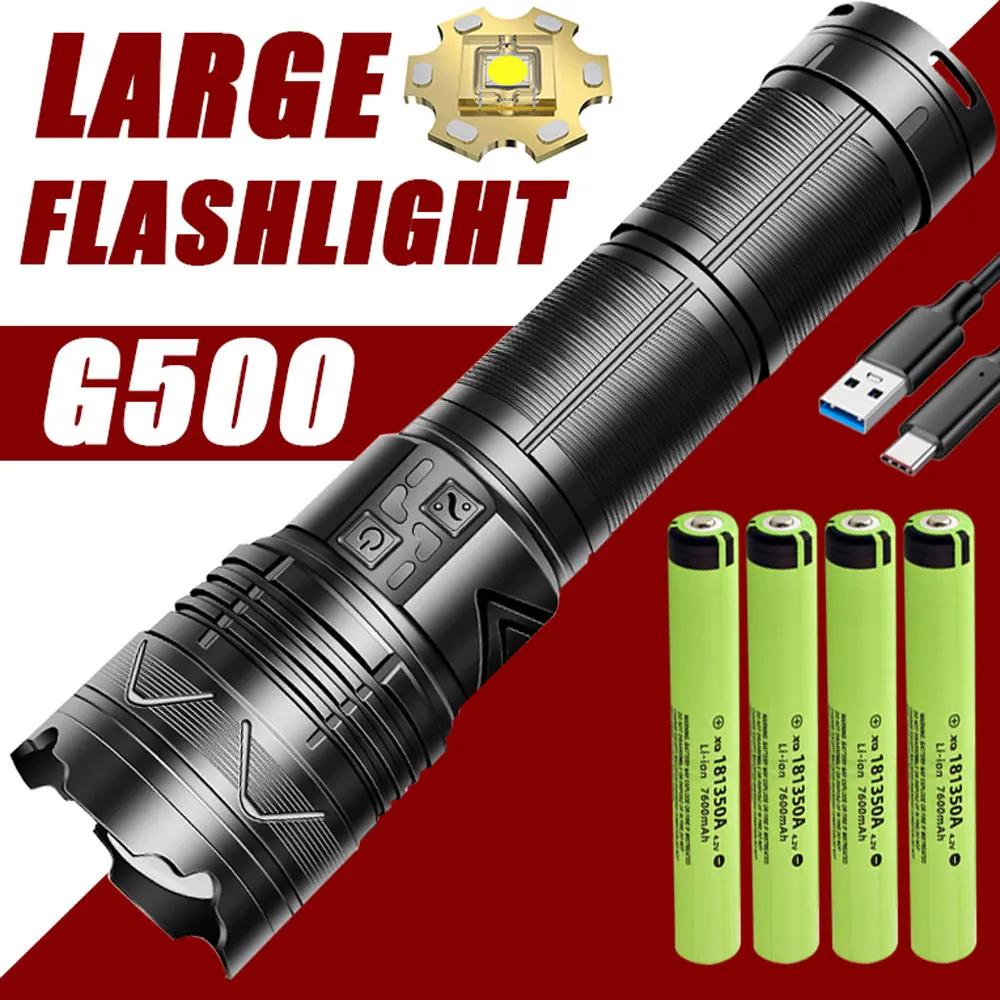 High Power Led Flashlight Super Bright Long Range Torch Rechargeable Ultra Powerful Outdoor Tactical Hand Lamp Camping Lantern