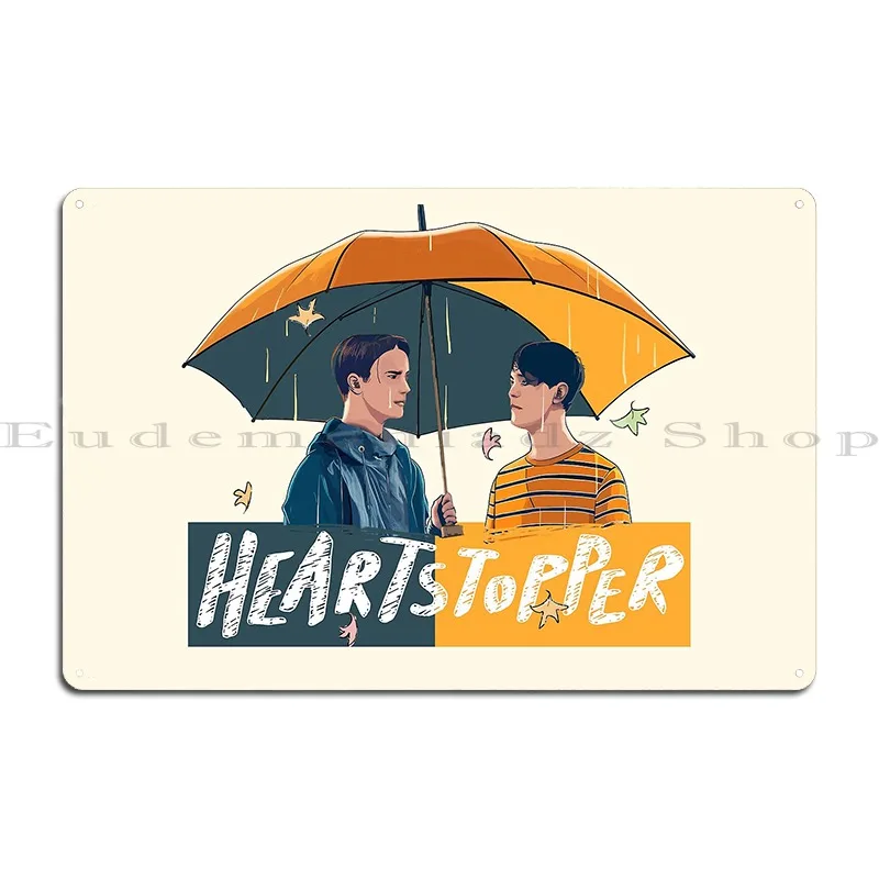 Heartstopper Nick And Charlie Umbrella Scene Vectorized Metal Sign Club Kitchen Customize Designer Club Tin Sign Poster