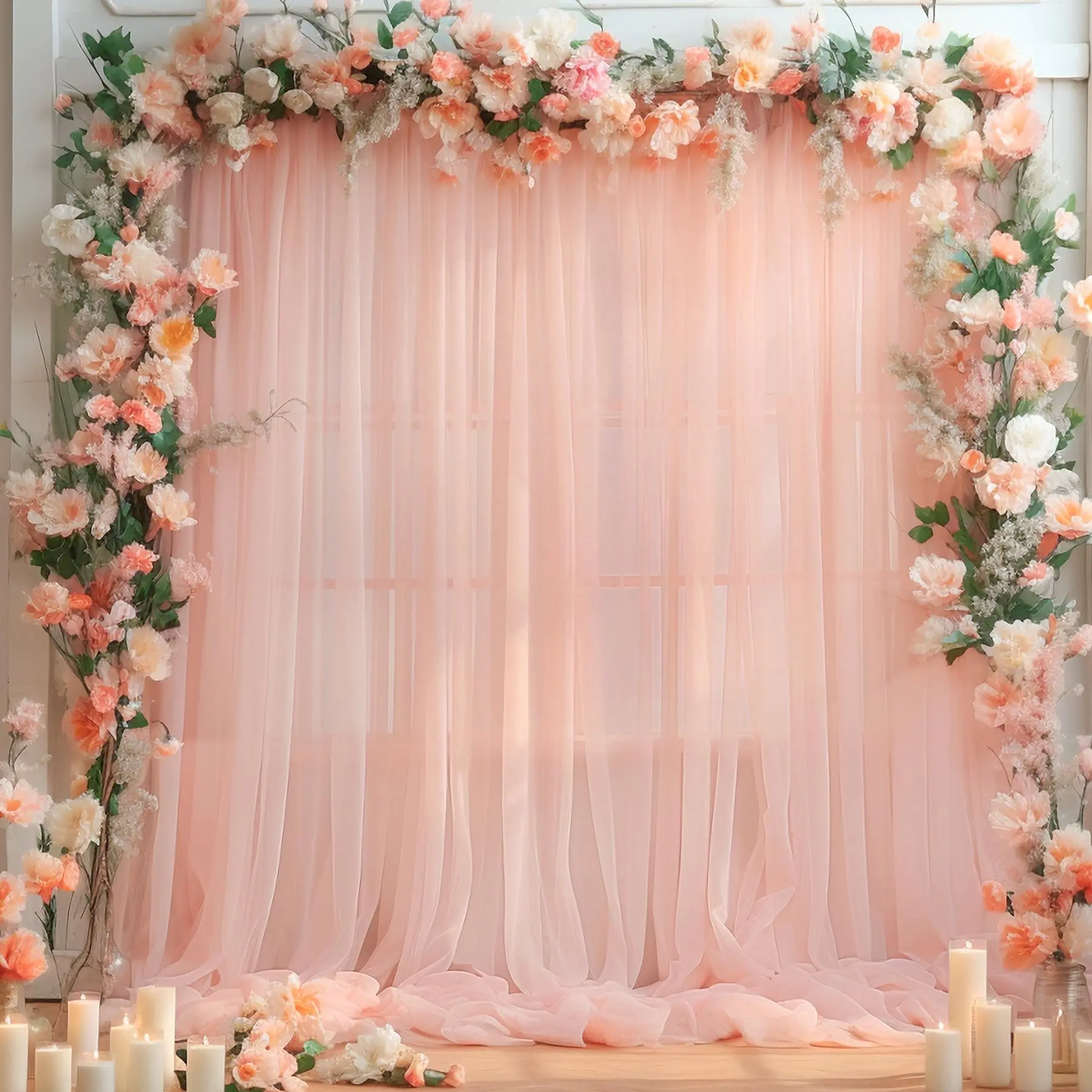 Tulle Backdrop Curtain for Party, Chiffon Wedding Backdrop Curtains for Bridal Shower Birthday Party Baby Shower Christmas Decor