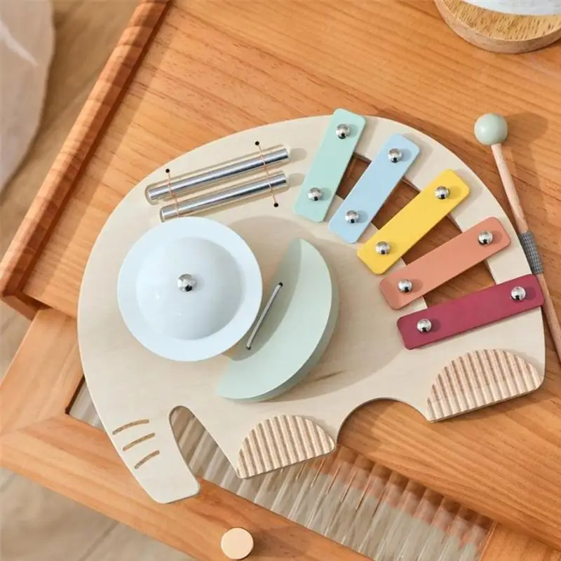 Instrumento percusión madera para niños Diseño elefante 5 tono Exploración musical Exploración xilófona para niños Toy