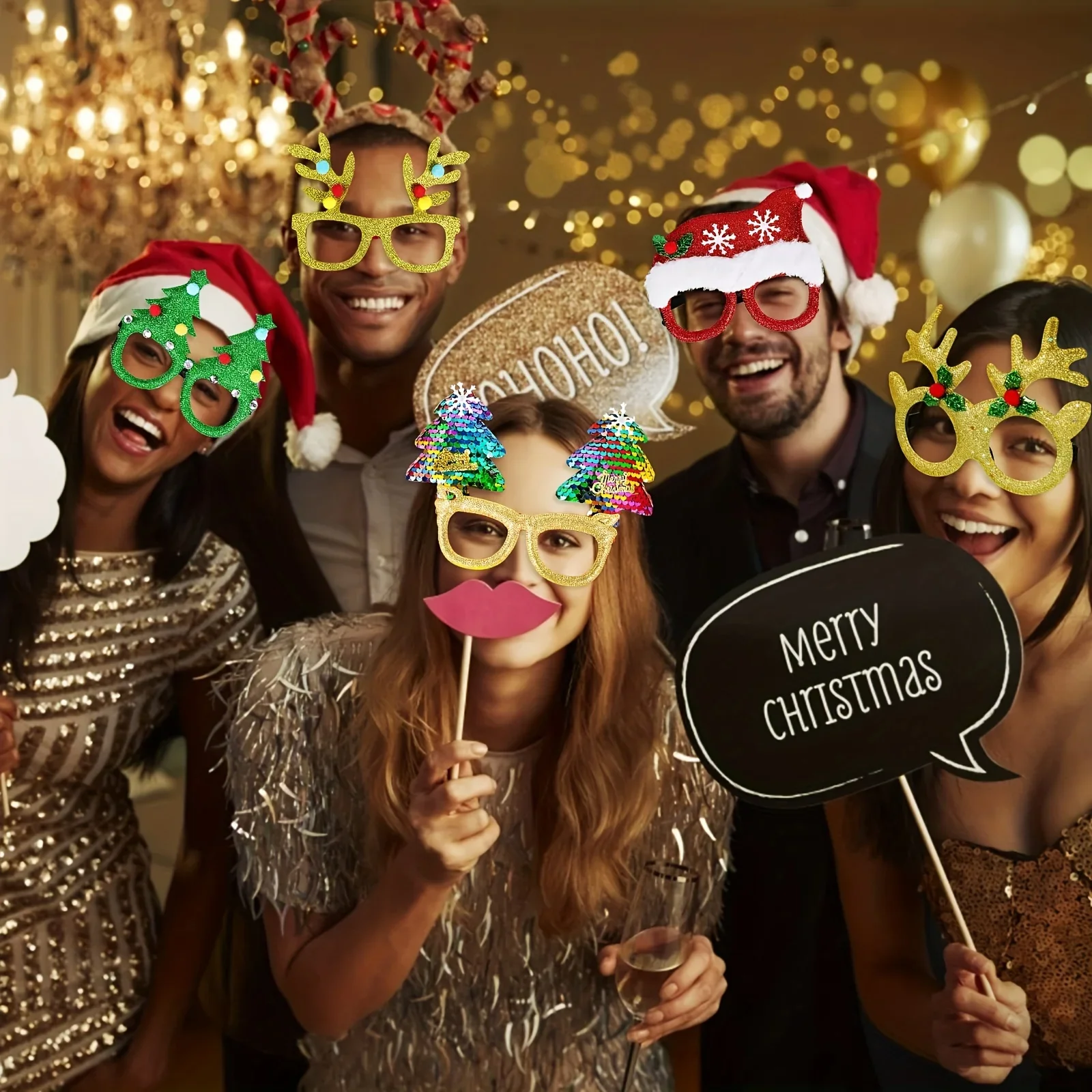 12 gafas brillantes: regalo perfecto para fiestas navideñas y celebraciones festivas de Navidad, divertido juego de juguetes para fiestas, decoración