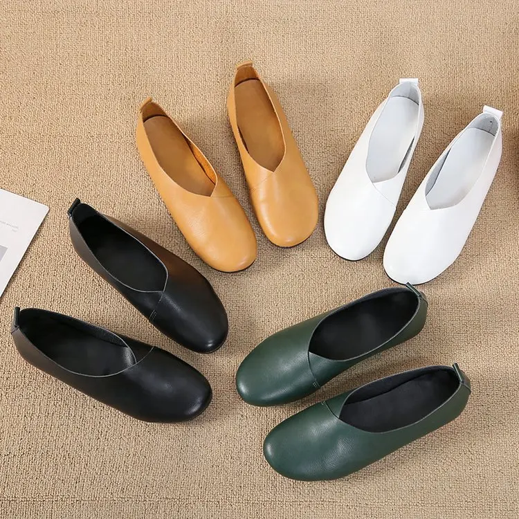 Women\'s Flat Shoes Handmade Women Shoes 2021 Spring/autumn New Vintage Slip on Loafers Plus Size Female Shoe Zapatos De Mujer