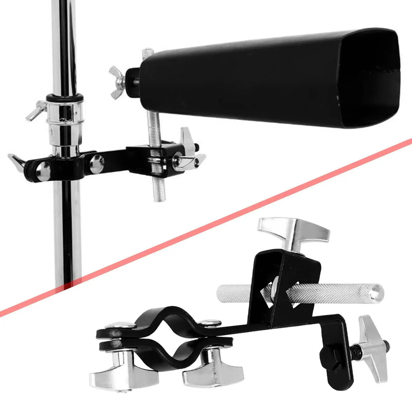 Drum Percussion Bell Support Adjustable Cowbell Holder Multifunctional Clamp for Musicians and Drummers