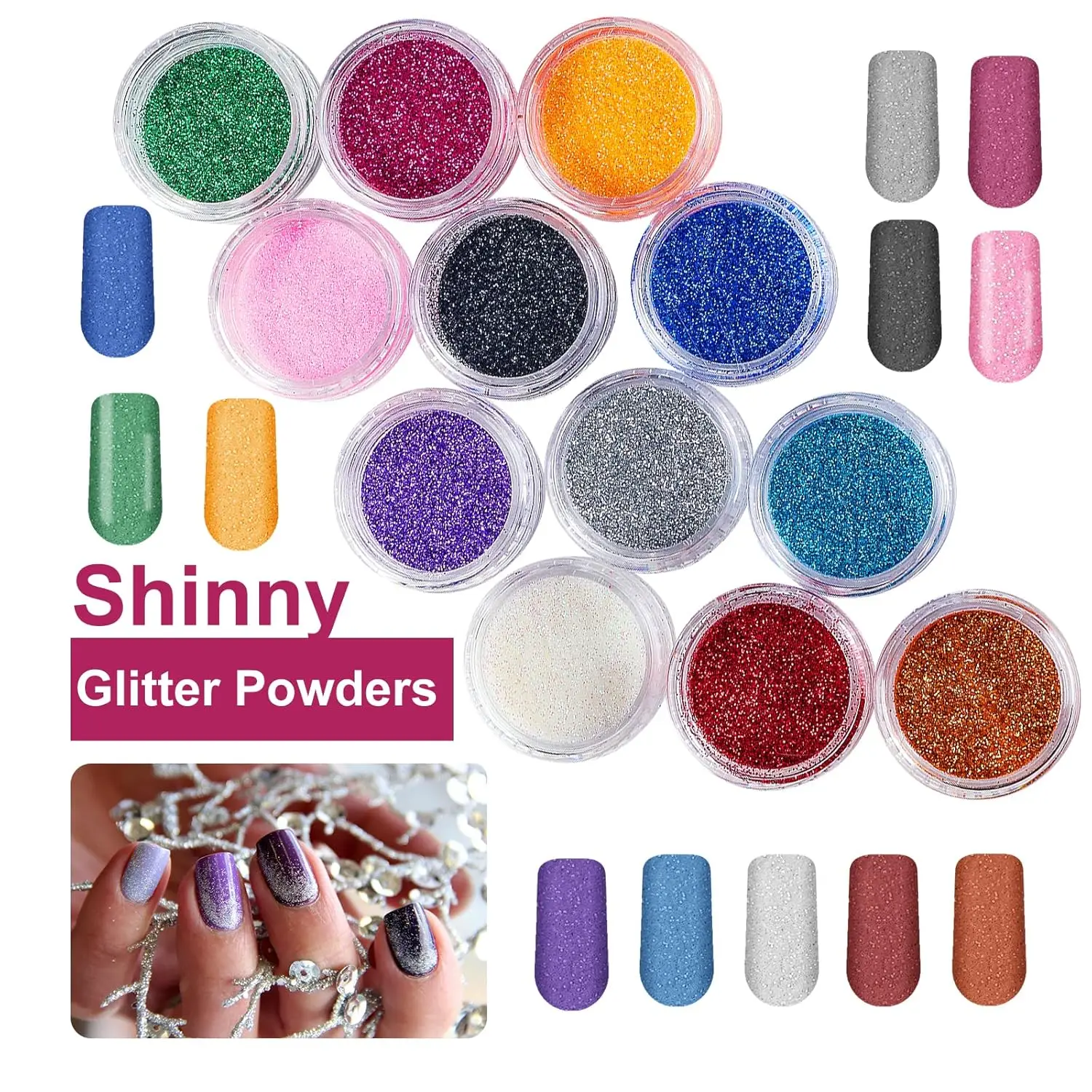 Complete Acrylic Nail Kit with Glitter Powder, Tips & Tools for DIY Beginners